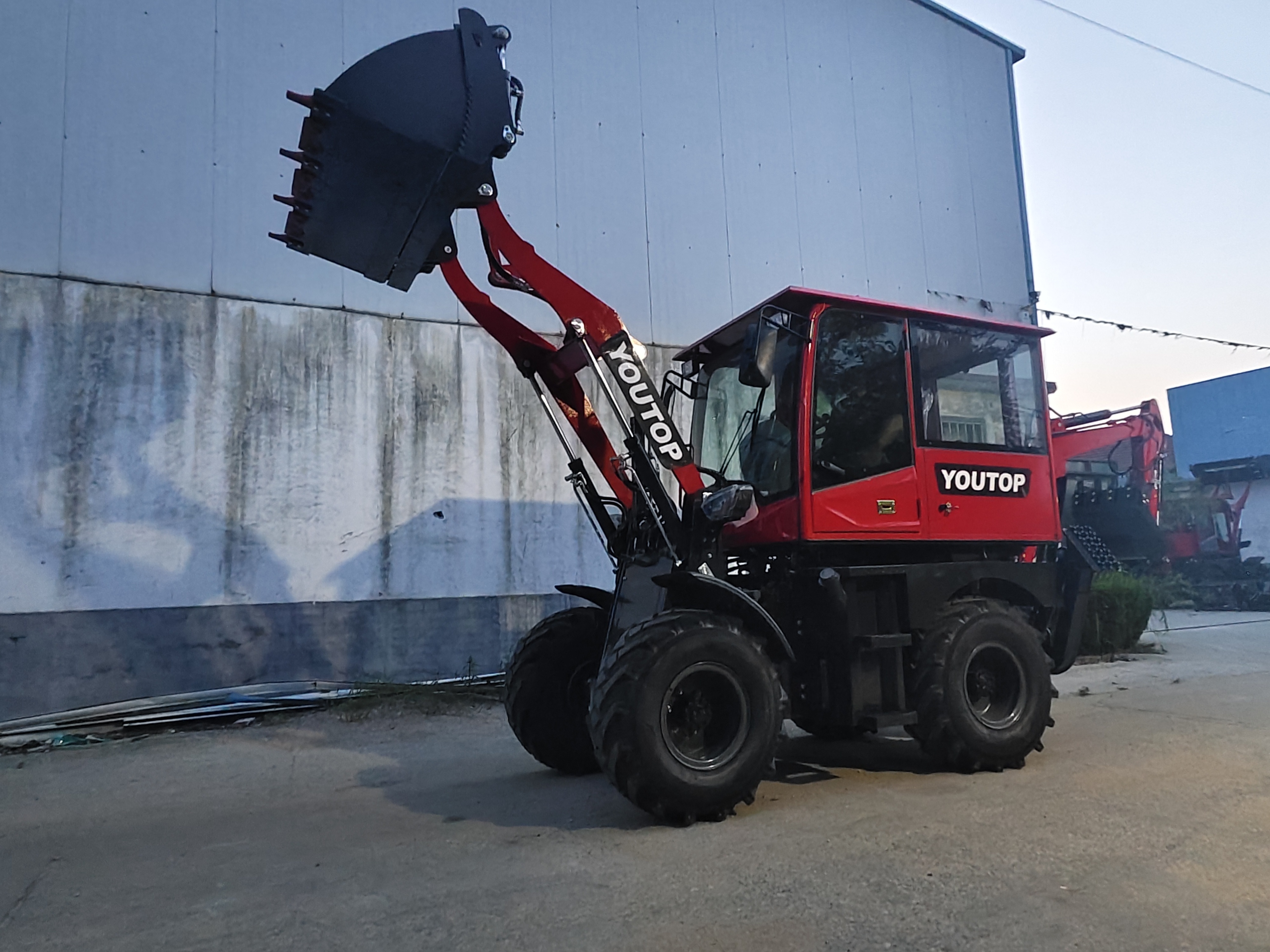 Retroexcavadora mini 4x4 wheel loader with backhoe 360 degree backhoe loader front excavator loader with bucket 1 ton for sale