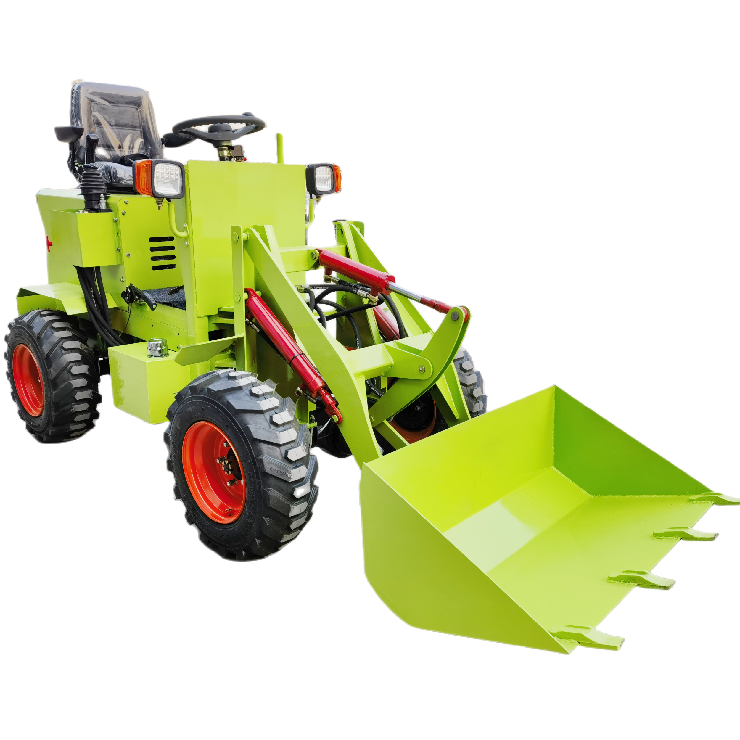 Battery 4 Wheel Drive Mini Wheel Loader 450 KG Rated Load Small Chinese Front End Loader On Sale