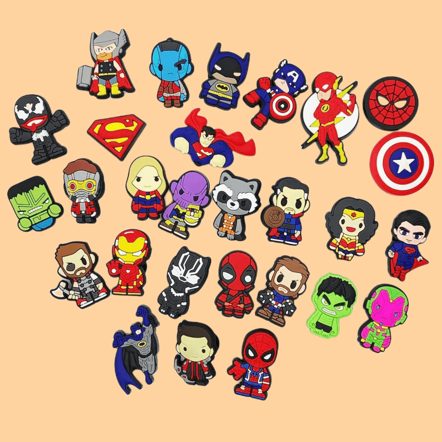 Marvel Super Heroes Custom Clog Charms Cartoon Shoe Decorations Super Hero Designs clog charms wholesale bogg bag accessories