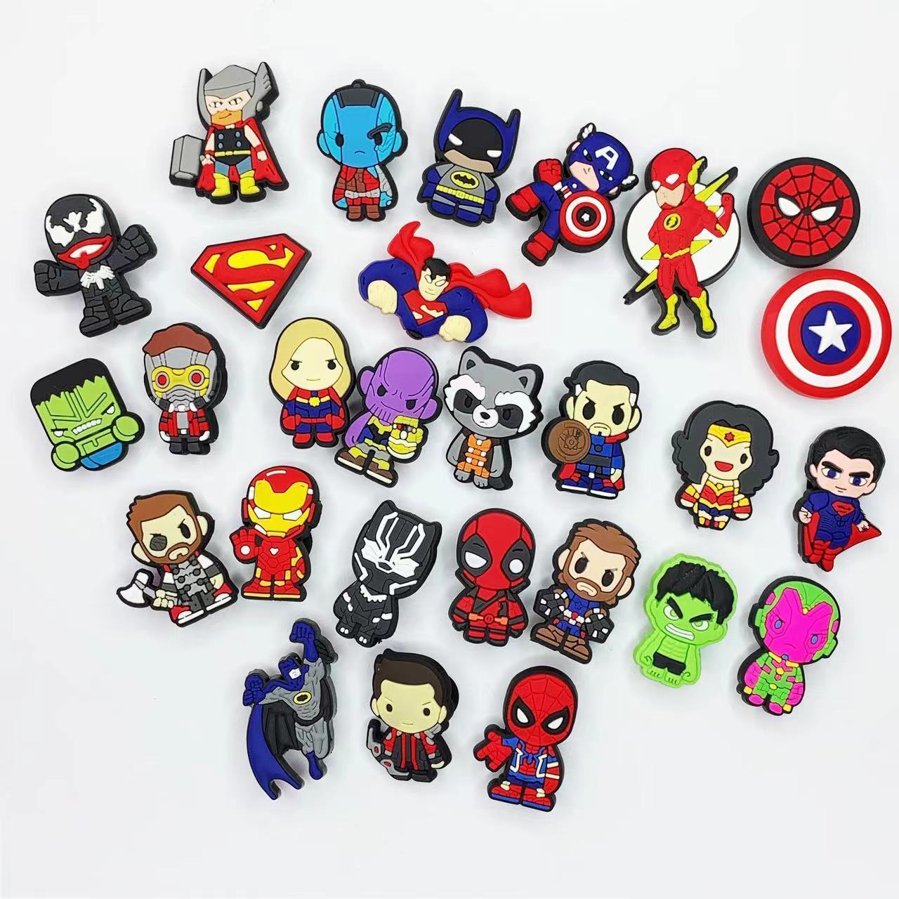 Marvel Super Heroes Custom Clog Charms Cartoon Shoe Decorations Super Hero Designs clog charms wholesale bogg bag accessories