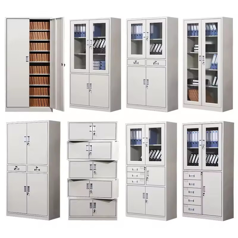 2024 Hot Sale Glass Door Metal Cupboard Steel Filing Cabinet