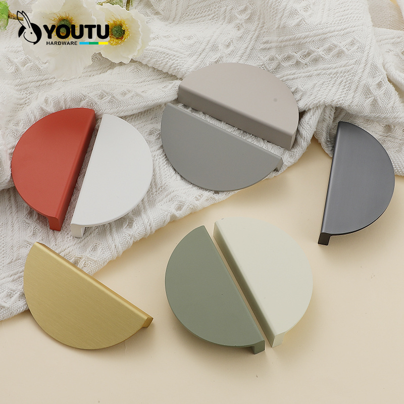 Aluminum Alloy Half Circle Shape handles Pair Using handles Colorful Handles  For Kitchen cabinet, bedroom closets, all drawers