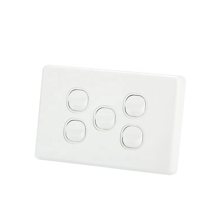 Popular 250V U1505 Home 5 Gang Surface Mounted Wall Switch Socket Electrical Switch