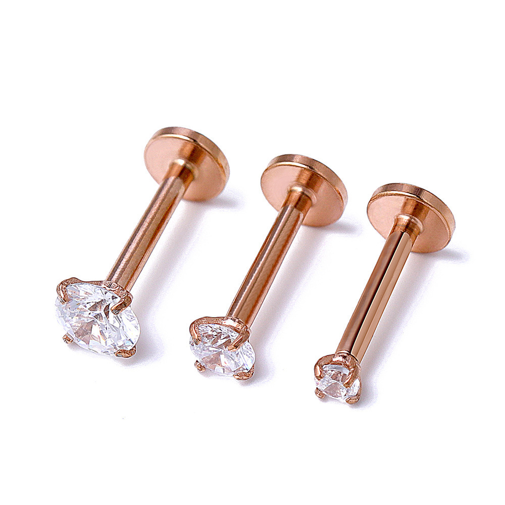 YW Stainless Steel Gold Plated Pierced Ear Labret Lip Flat Back Earring Tragus Helix Cartilage Piercing Jewelry