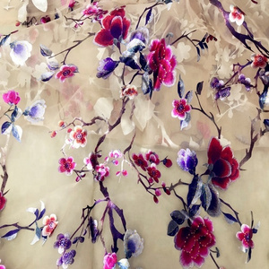 Custom Embroidery Tissue Organza Fabric For Making Dress Silk Printed Lace Edged Organza Fabric