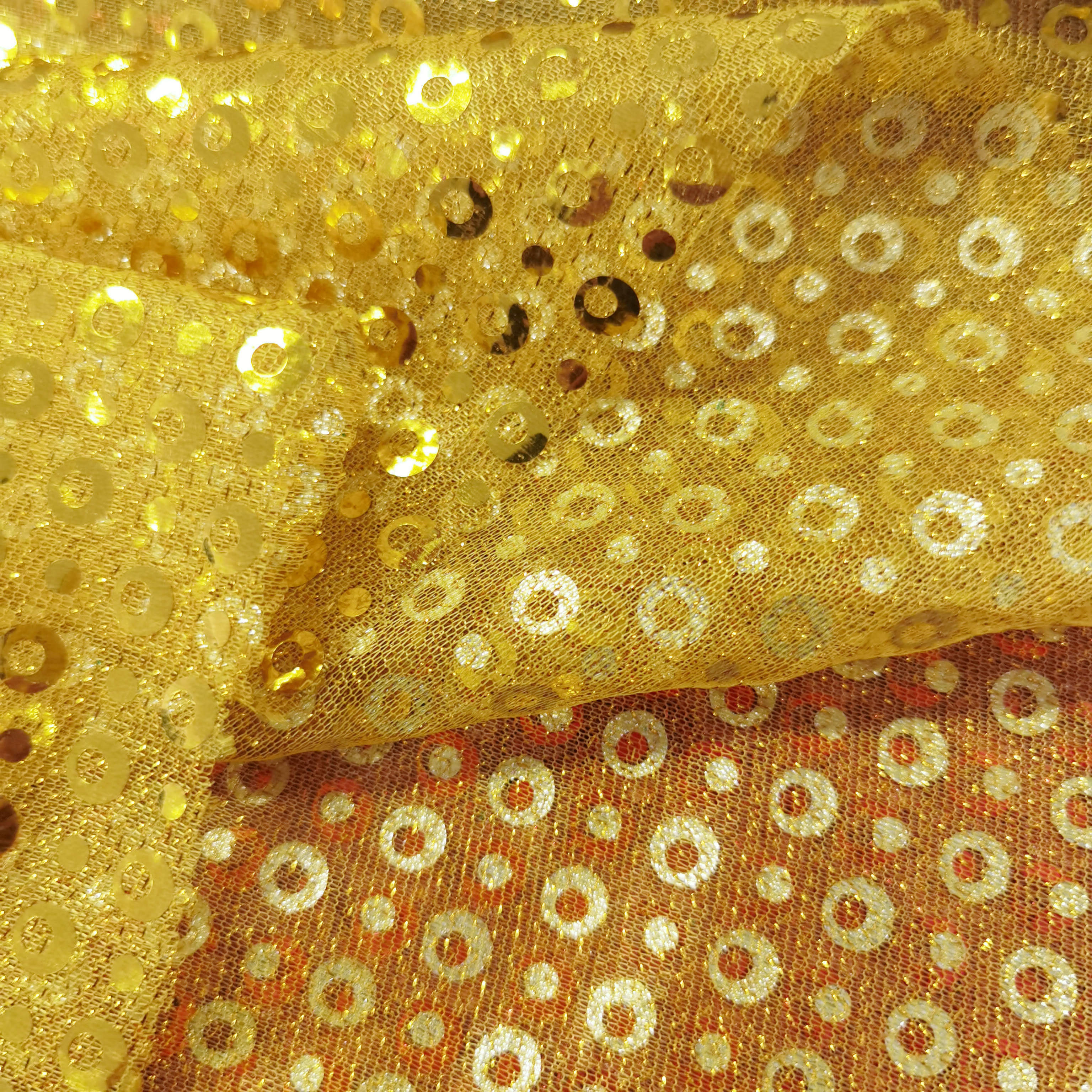 100% Polyester Knitted Fabric with Hollowed Sequin Fabric for Garment