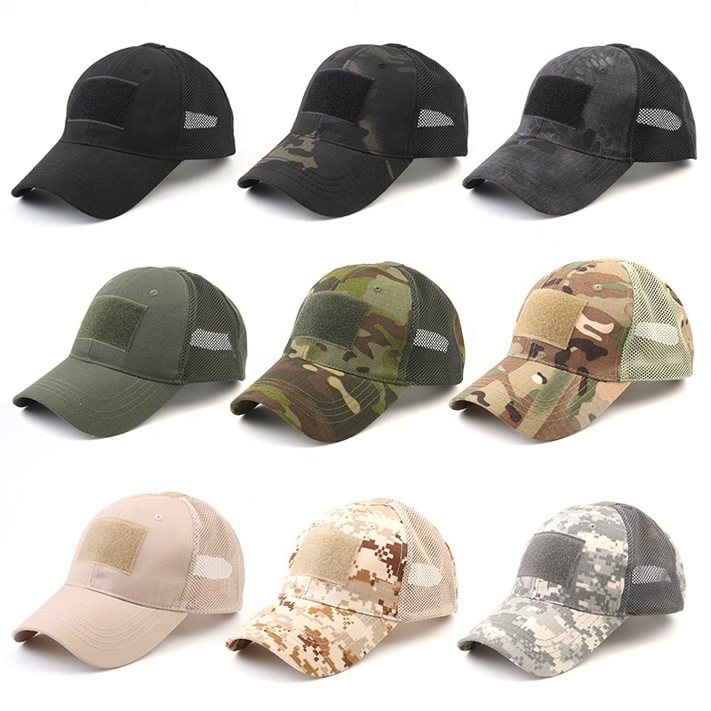 Outdoor Air Mesh Tactical Cap with Adjustable Strap Highly Breathable Hunting Hat Camo Green