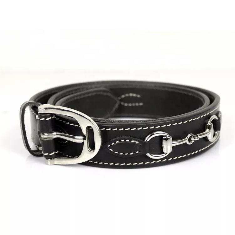 High Quality Ladies Equestrian  Pure Leather Belts Plain Leather Belts for Female Horse  with Equestrian Buckle