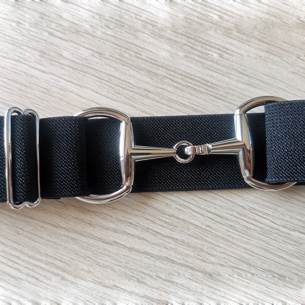 1.5 Inches Silver Horse Snaffle Bit Buckle Equestrian Belt for Rider Fabric Stretch Belts Stock Available