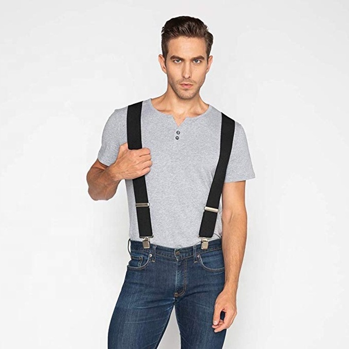 Suspenders for Men with Heavy Duty Clip Wide X Back for Work