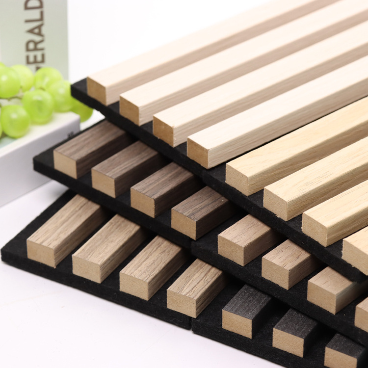 Luxury fluted wood bamboo acoustic panels fabric wooden grooved fluted acoustic panels