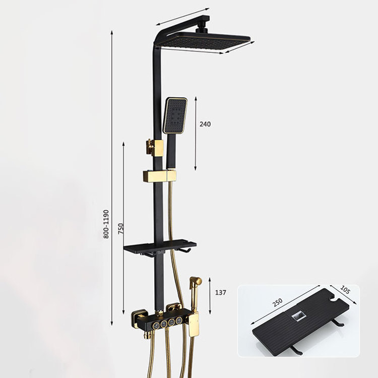 Sonsill Modern Hot Sale Wall Mounted Bathroom Bath Rain Shower Set Brass Black Gold Bathtub Mixer Faucet