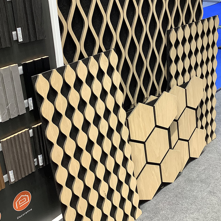 Decorative Honeycomb Wall Panel Hexagon Soundproof Acoustic Panels Wooden Acoustic Panels with Black PET Felt