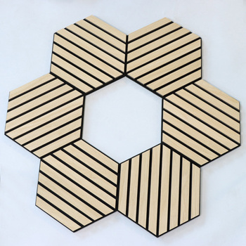 Decorative Honeycomb Wall Panel Hexagon Soundproof Acoustic Panels Wooden Acoustic Panels with Black PET Felt