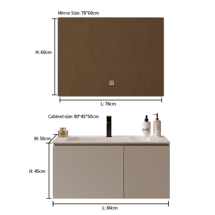 SONSILL Water Resistant Hotel 32 Inch Single Sink Solid Wood Modern Luxury Wall Mount Floating Cabinet Bathroom Vanity