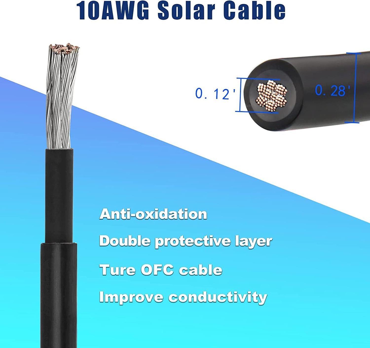 PV Cable for Solar Panel, Single Core DC Cable 2.5mm 4mm 6mm, Double Layer Insulated Photovoltaic Cable