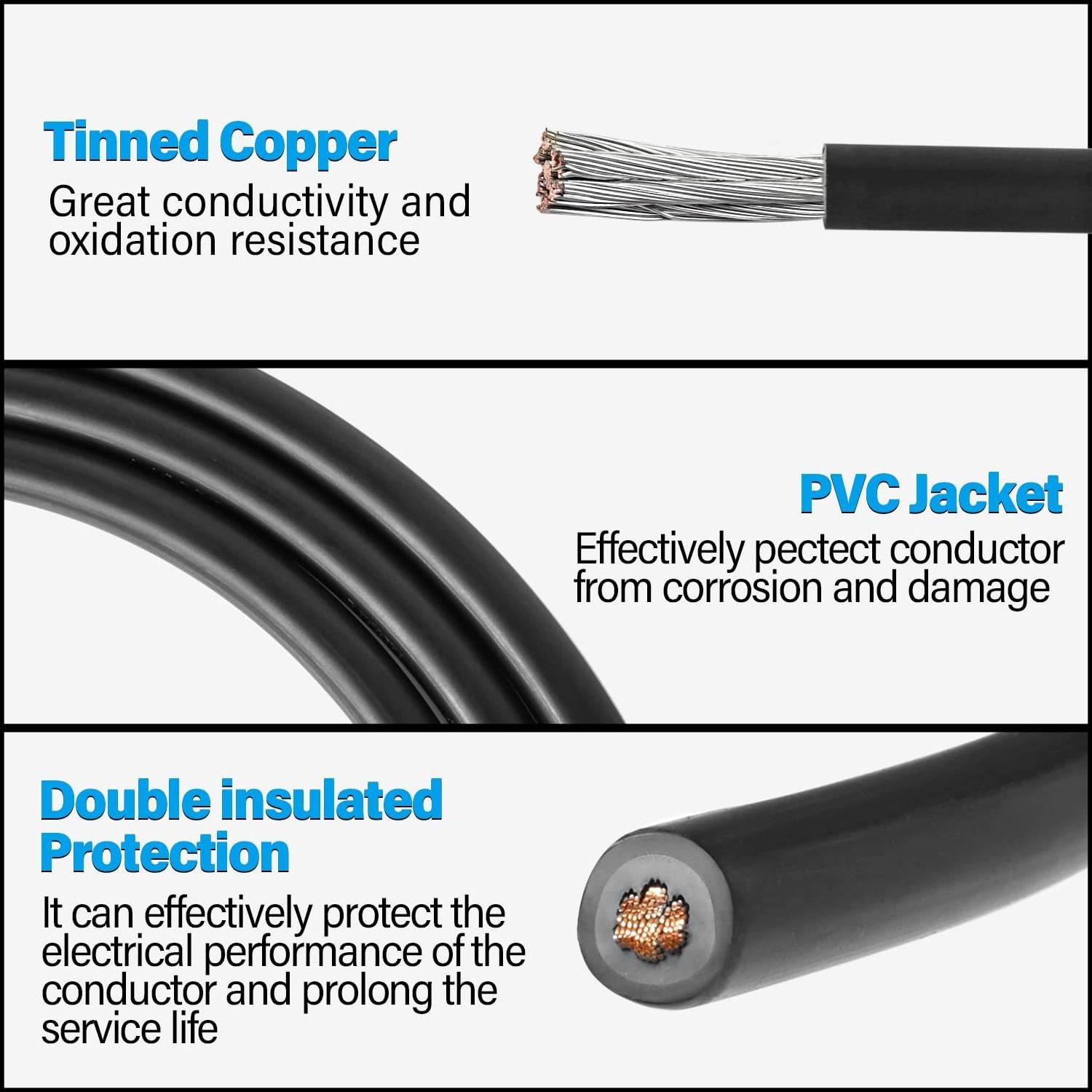 PV Cable for Solar Panel, Single Core DC Cable 2.5mm 4mm 6mm, Double Layer Insulated Photovoltaic Cable