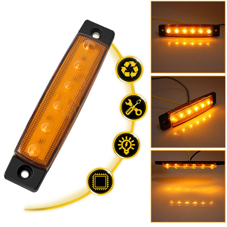 6LED 12v truck side light super bright trailer truck side light 24V wide light bus indicator turn signal