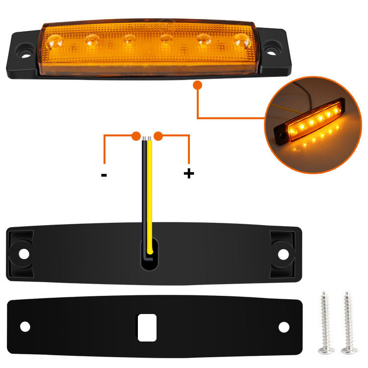 6LED 12v truck side light super bright trailer truck side light 24V wide light bus indicator turn signal