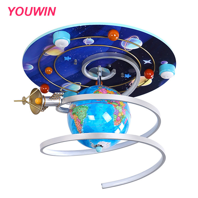 Wholesale Price Kids Light European Creative Satellite LED Children Lamp Space Rotatable Globe Ceiling Lighting with Strip