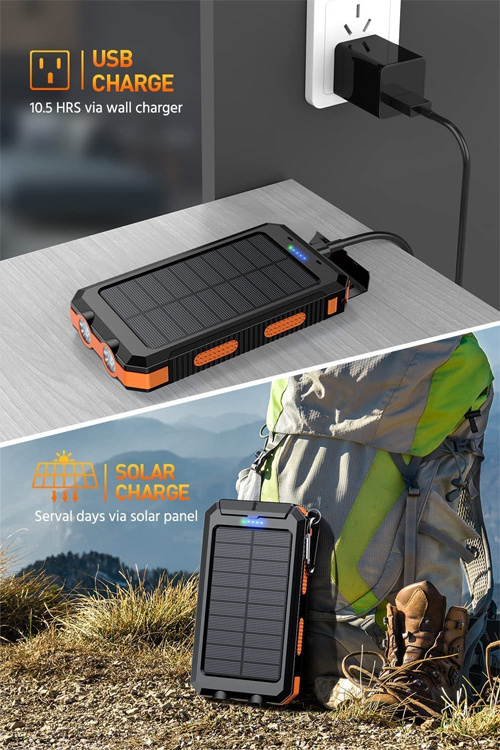 Amazons Trending Solar Power Bank 20000mAh External Battery Pack Dual Super Bright Flashlight Compass Solar Panel Powerbank