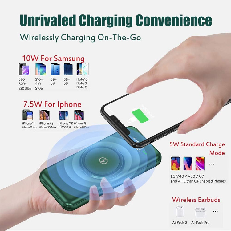 Best Seller Wireless Power Bank 20000mAh With Cables Fast charger For iphone 15 Samsung S24 Powerbank Wireless Charger