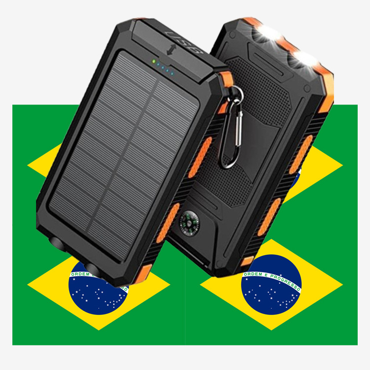 Brazil Free Sample Solar Power Bank 20000Mah With Compass Portable Charger Carregador Portatil Bateria Portatil Powerbank