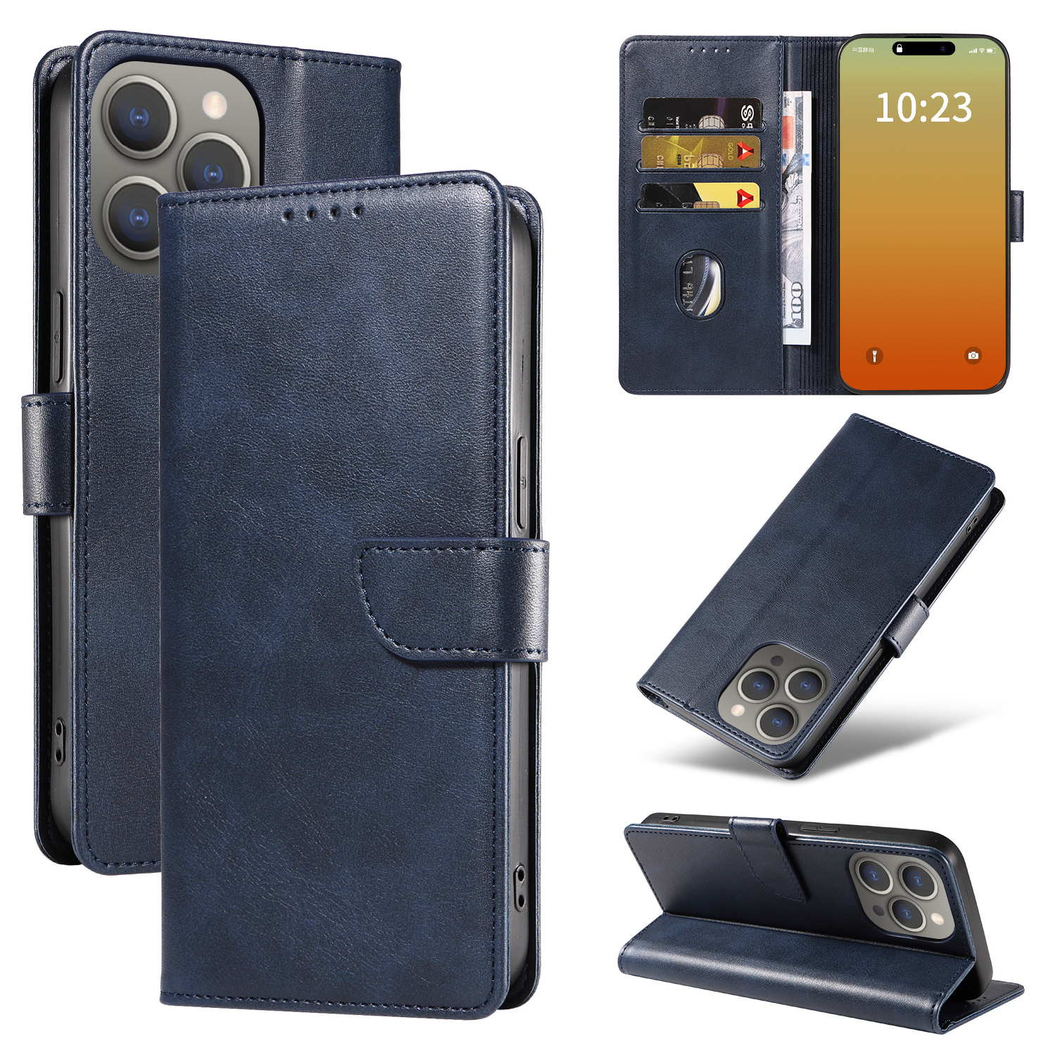 Leather Flip Case For iPhone 15 Case with Card Holder Strong Magnetic Cell Phone Case Wallet Flip Cover iphone cover