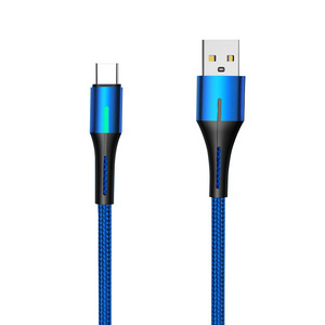 Hot selling nylon braided breathing light 3A fast charging usb c cable for micro type c