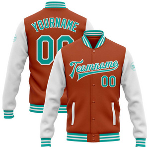 Custom Orange Texas Varsity Jacket Baseball Letterman Clothes Manufacture Button Outdoor Jackets