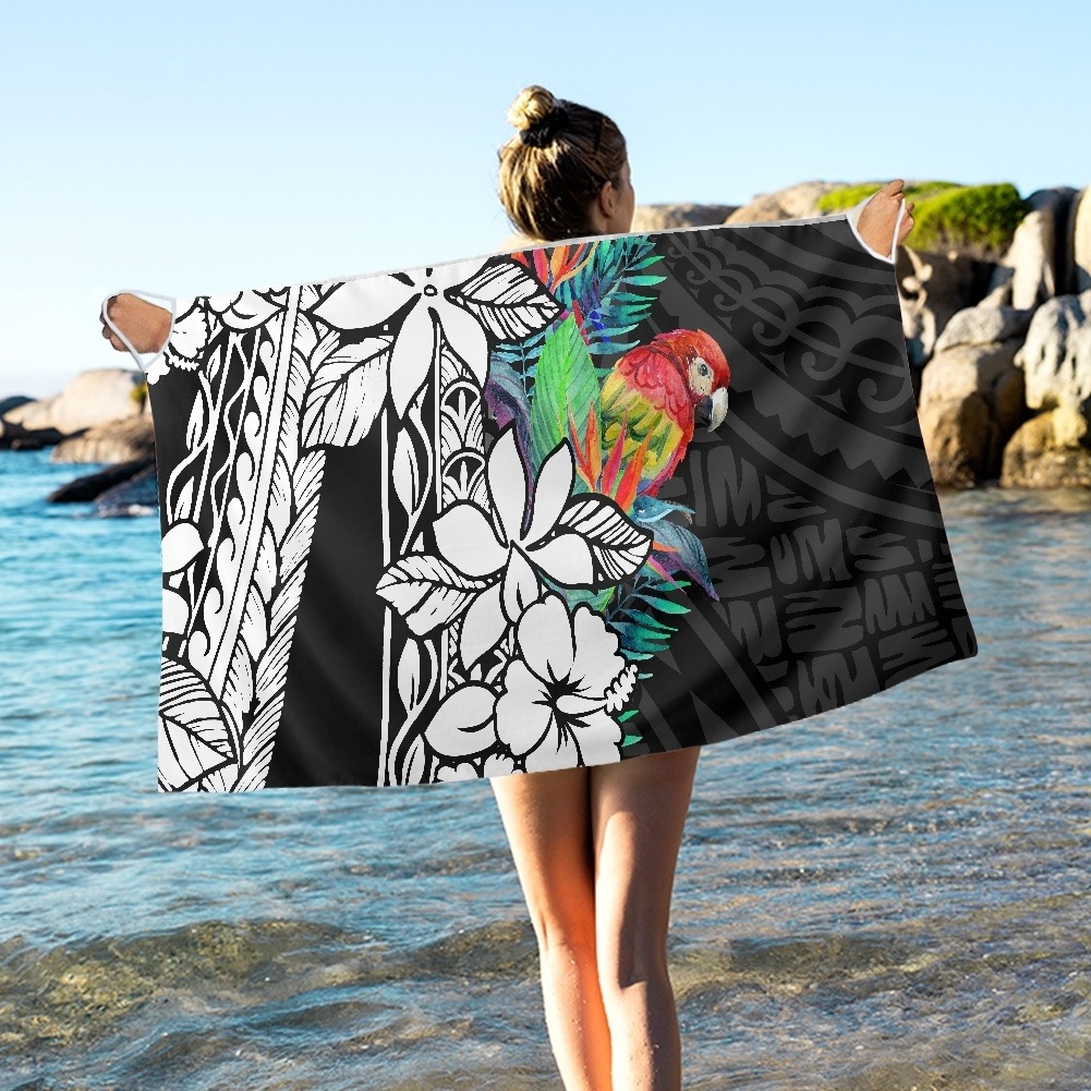 Custom MOQ 1 Wholesale Tribal Hawaiian Logo Sarongs Beachwear Floral Print Women Beach Bikini Wrap Cover Ups Smock