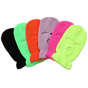 Wholesale Custom logo beanie hats Knit Full Face Cover ski mask 3 hole balaclava ski mask