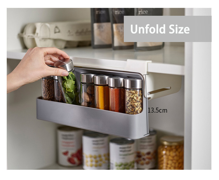 K&B Hanging Adjustable Plastic Organizer Spice Jar Rack Shelf For Kitchen Drawer Under Cabinet