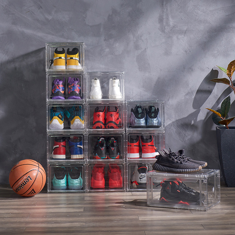 Transparent Space Saving Sneaker Storage Boxes Shoe Organizers Clear Shoe Boxes Stackable For Closet Acrylic Shoe Box Magnetic