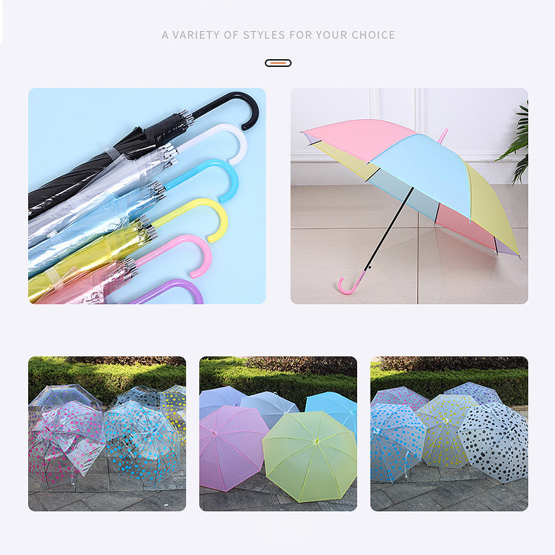 DD761 Factory Customized Logo Clear Umbrellas Kids Parasol Colorful Transparent PVC Umbrella With Printing For Promotion