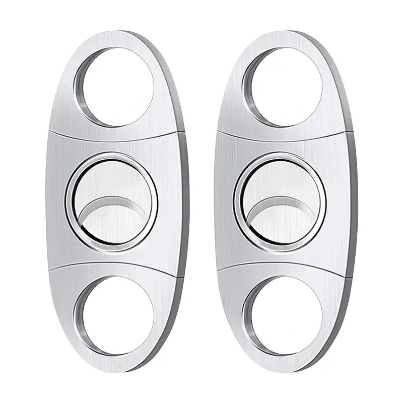 High Quality Stainless Steel Elliptical Cigar Cutter Portable Double-edged Cigar Cutter Clip