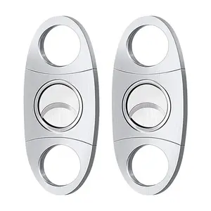 High Quality Stainless Steel Elliptical Cigar Cutter Portable Double-edged Cigar Cutter Clip