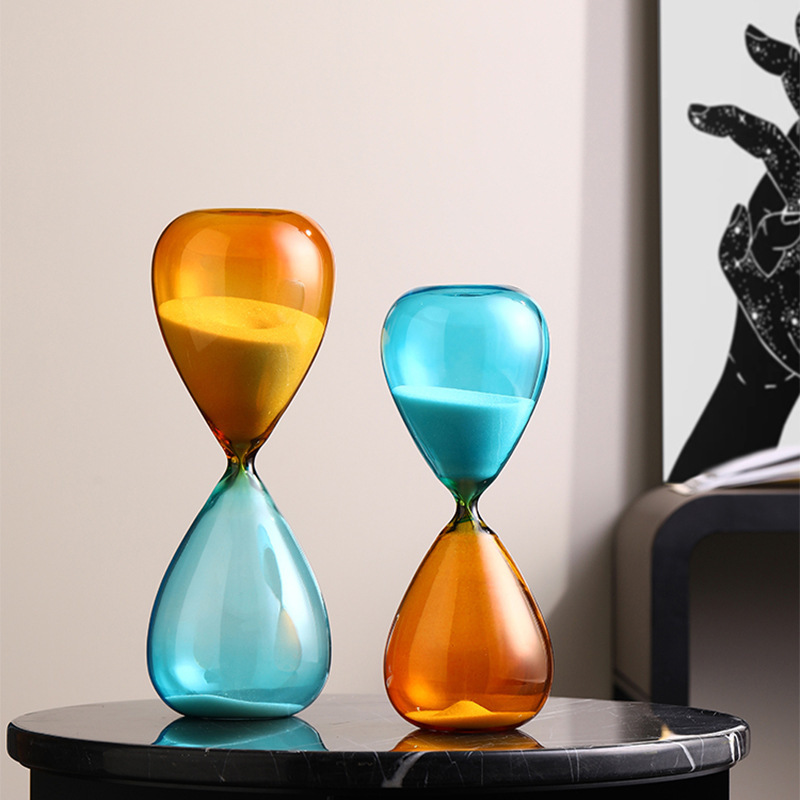 Wholesale Transparent Colorful Glass Sand Clock Hourglasses Sand Timer 15min 30 Min 60min Hourglass