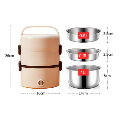 High quality Electric Rice Cooker Stainless Steel 3Layers Steamer Portable Meal Thermal Heating Lunch Box Food Container Warmer