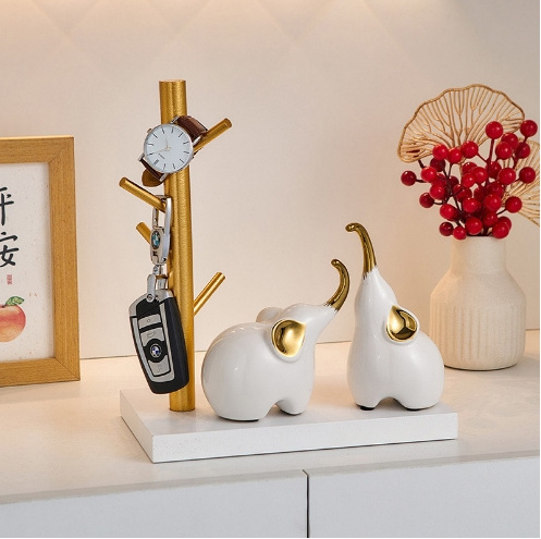 Luxury creative design home decorative Elephant ceramic crafts golden ball ornaments home decoration for gift crafts