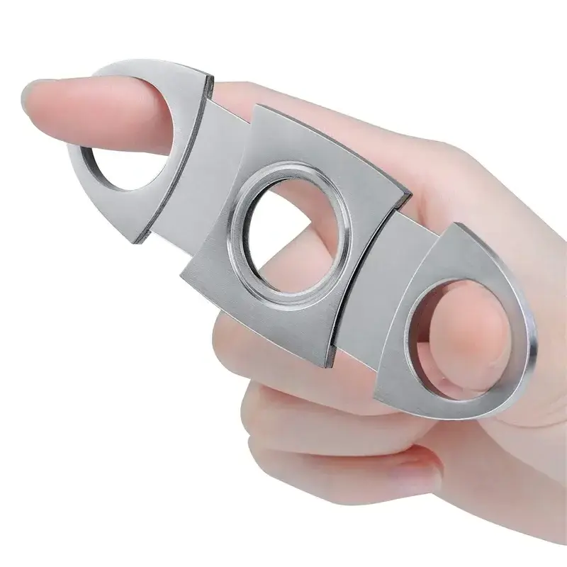 High Quality Stainless Steel Elliptical Cigar Cutter Portable Double-edged Cigar Cutter Clip