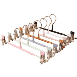 Y39 Wholesale Creative Design Pant Skirt Hangers With Clips Indoor Non-slip Metal  hangers for pants hangers metal