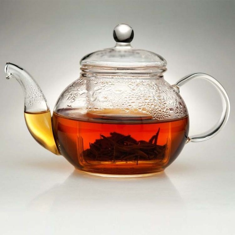 High  borosilicateglass teapot with infuser and warmer