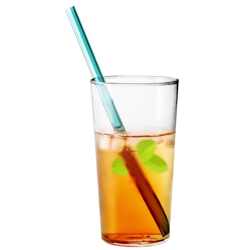 Reusable drinking glass straws with crystals