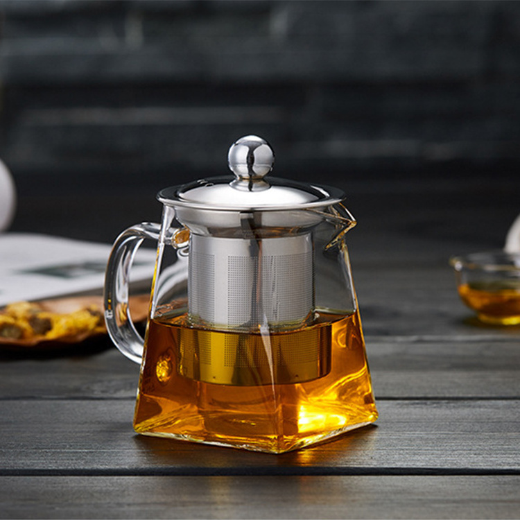 Hot sales glass teapot clear teapot with stainless steel lid