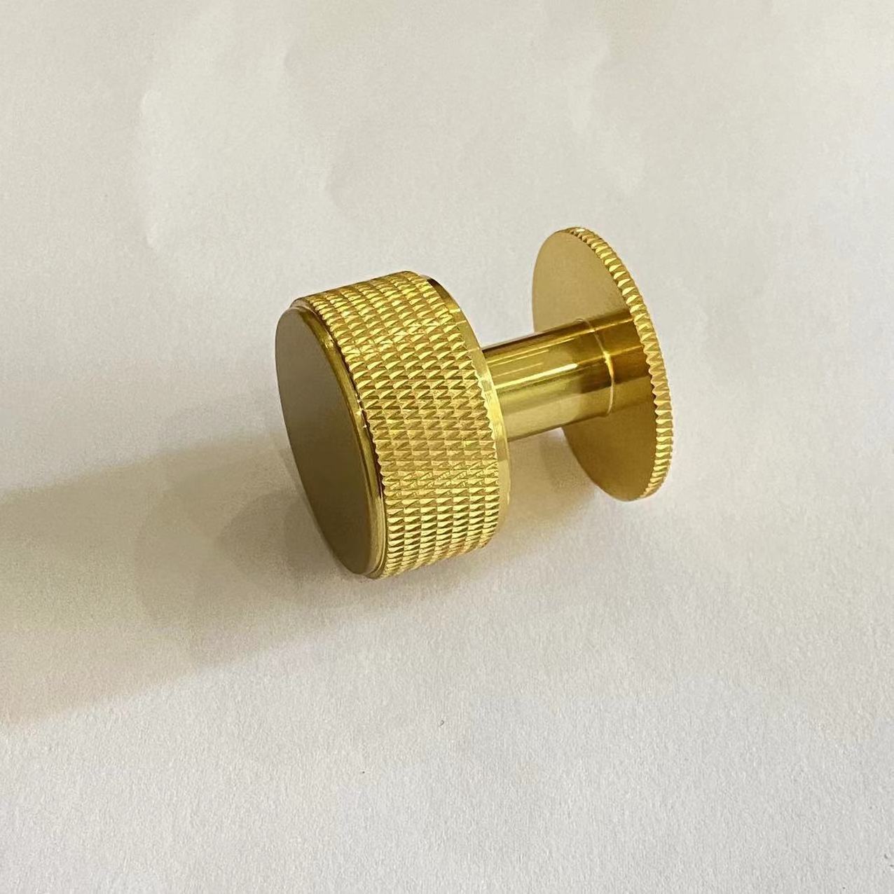 Knurled round cabinet handle knob for bathroom dresser cabinet drawer pull knob with brush brass gold color