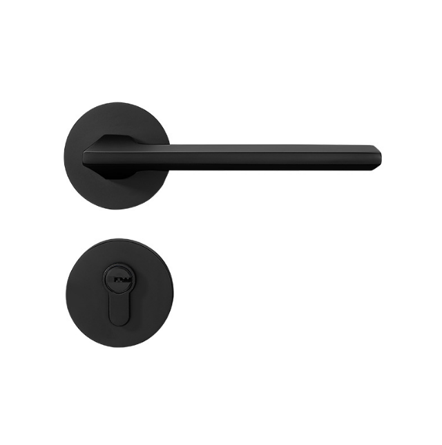 Matt Black Apartment Door Handle Zinc Alloy Exterior Wooden Door lever with Lock