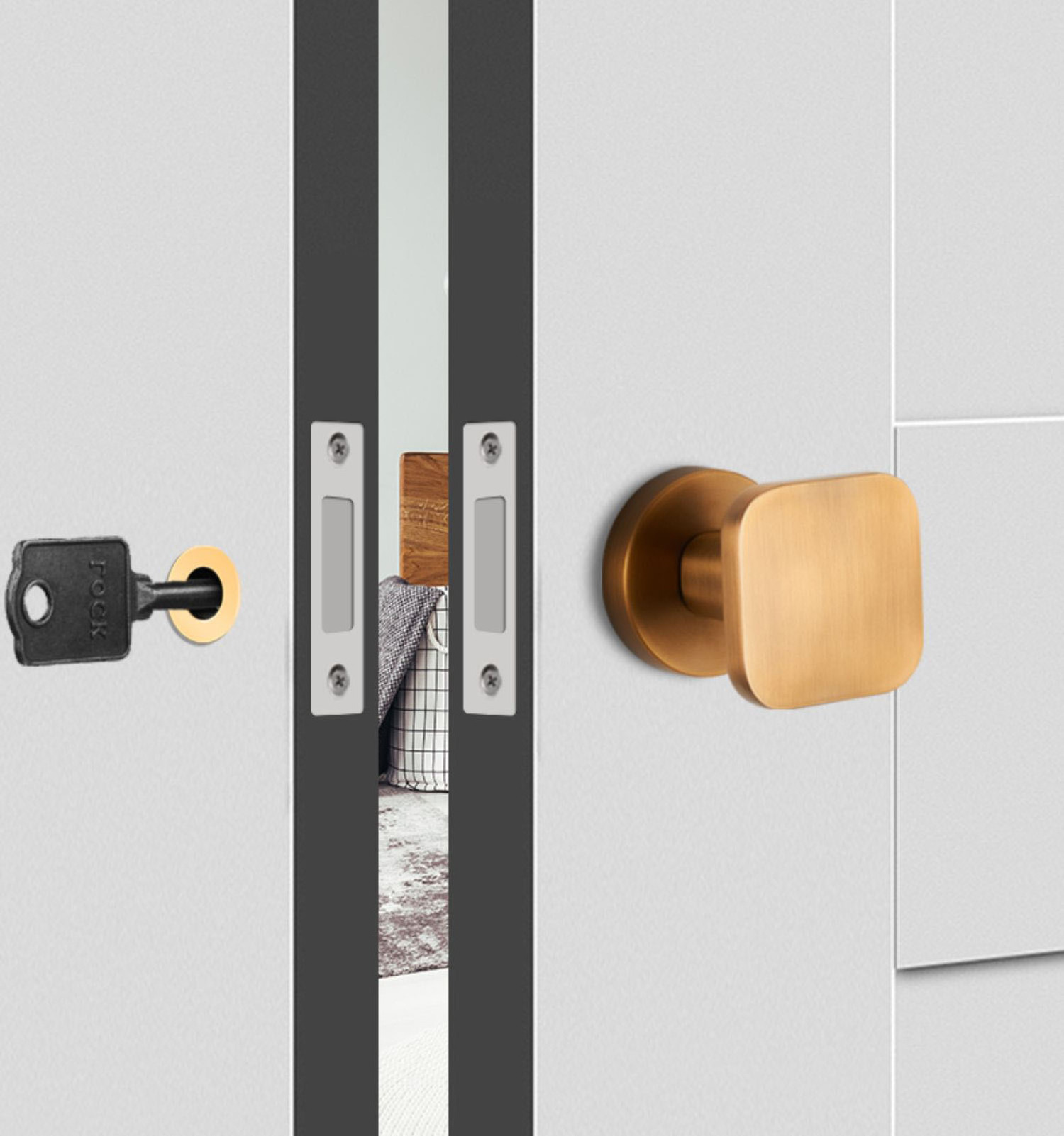 solid home bedroom interior invisible door knob single side handle lock bathroom double lever lock