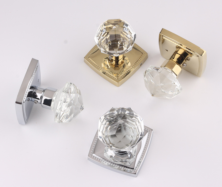 Solid double sided crystal door handle hidden dark locks Crystal invisible door lock/ Diameter of crystal knob