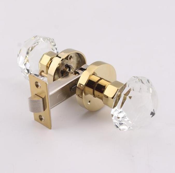 Solid double sided crystal door handle hidden dark locks Crystal invisible door lock/ Diameter of crystal knob